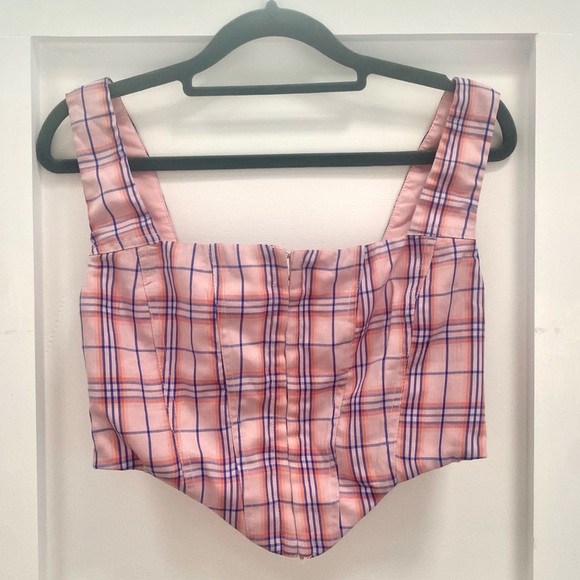 NWT Princess Polly Day Dreaming Corset Top - Pink Checkered - Picture 2 of 3